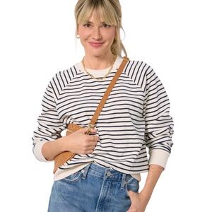 Evereve | Terry Cloth Sailor Stripe Theron Sweatshirt Large Nautical